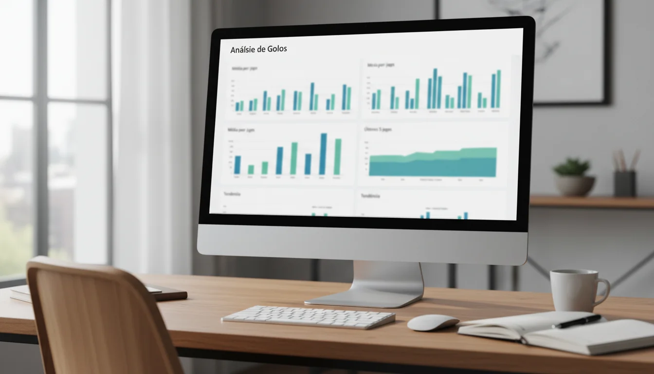 Ecrã de computador mostrando gráficos de barras simples com estatísticas desportivas