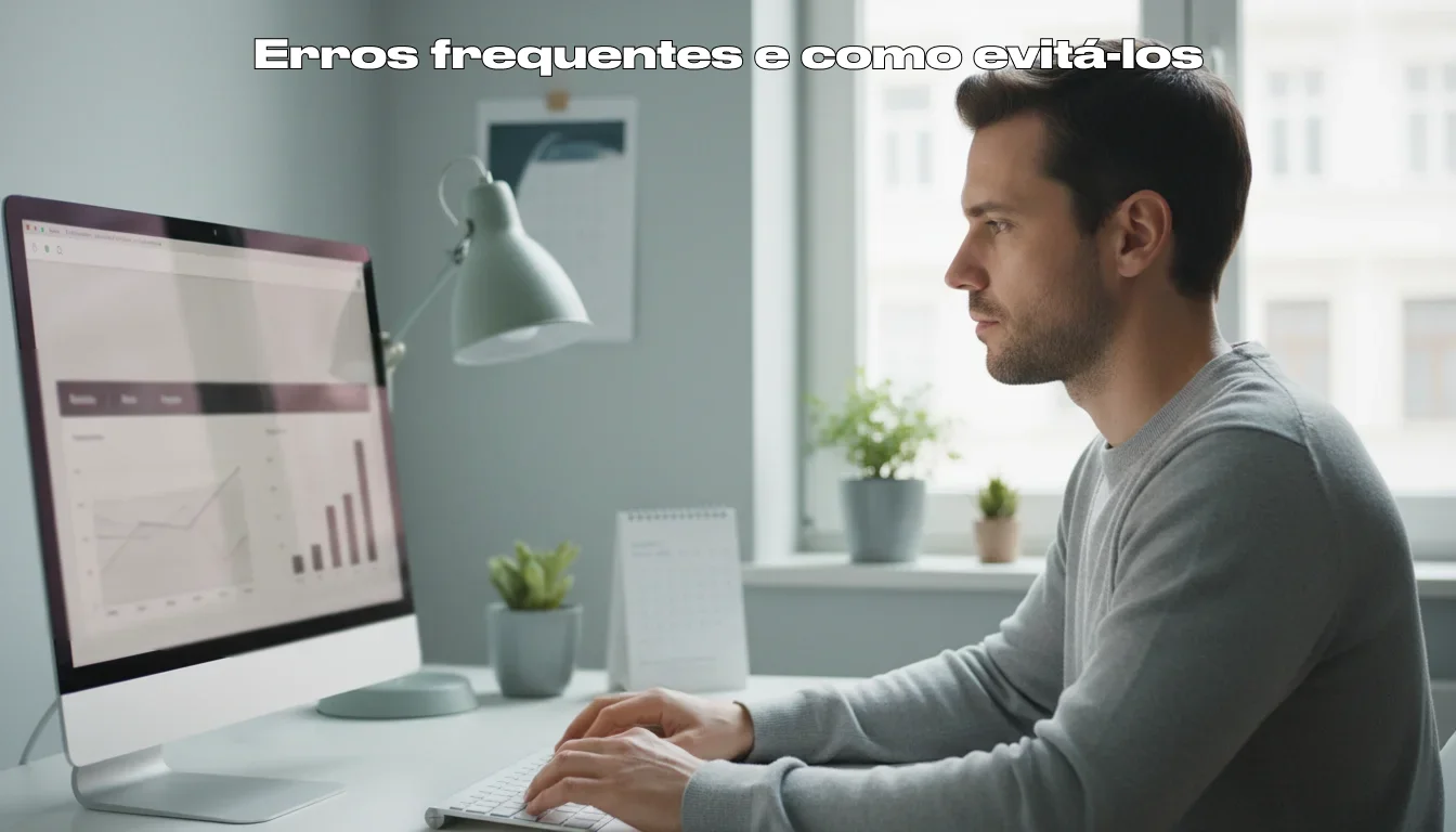 Pessoa pensativa a analisar dados num ambiente calmo e focado