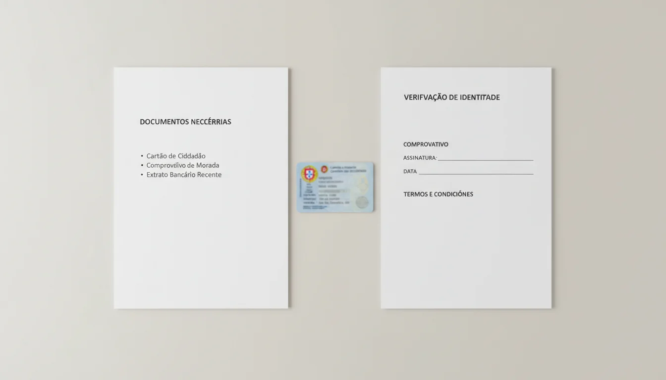 Cartão de cidadão português e documentos oficiais sobre superfície clara