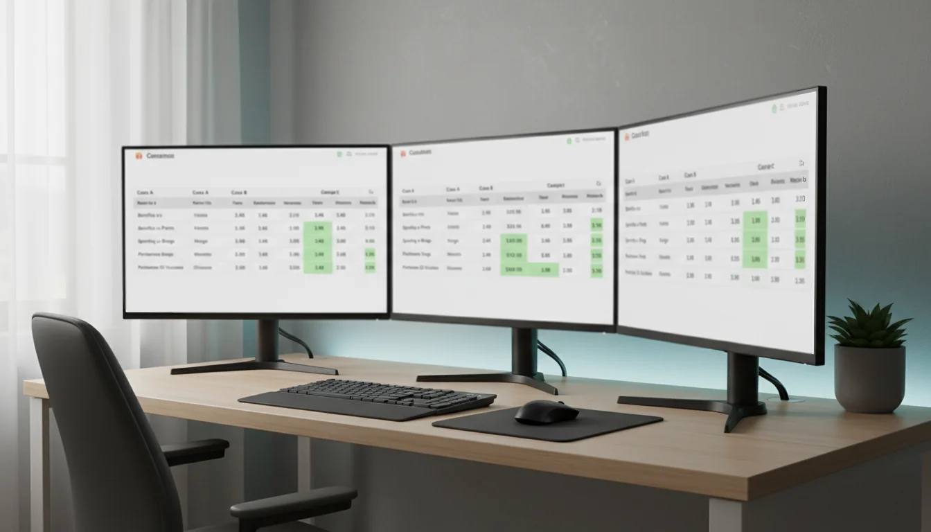 Múltiplos ecrãs de computador mostrando diferentes plataformas de apostas lado a lado