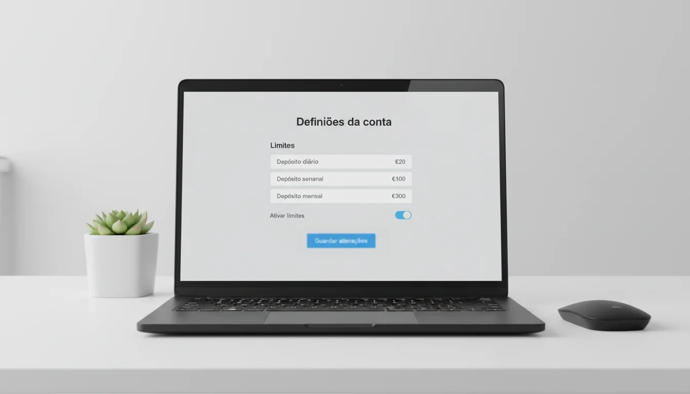 Interface de configuração de limites num ecrã de computador com ambiente organizado