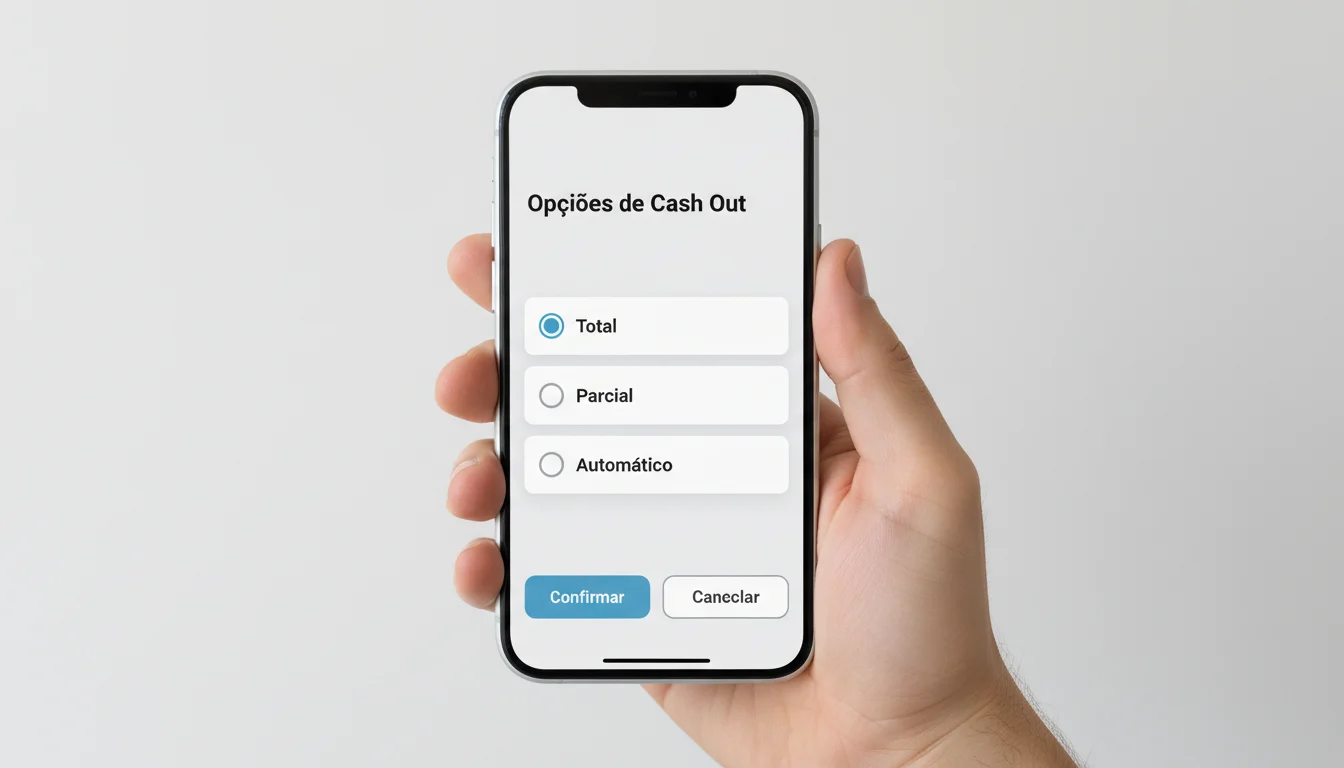 Interface de aplicação móvel mostrando opções de apostas com botões de acção